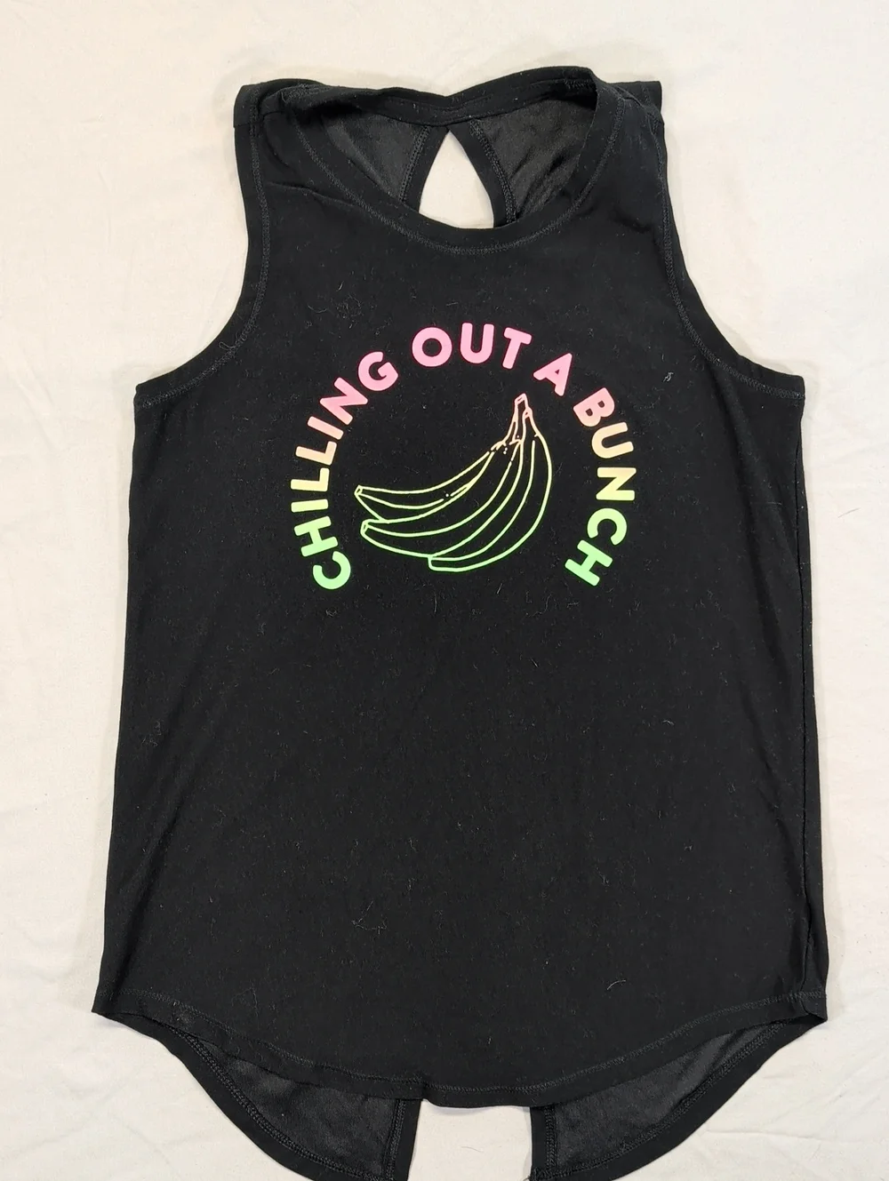 Old Navy Black Tank Top with Neon Banana Graphic